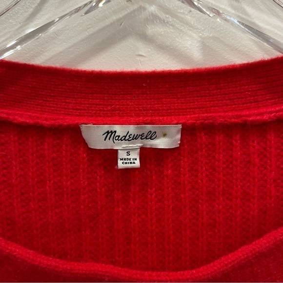 Madewell Calloway Boatneck Pullover Sweater Buttons Red Wool Blend Small - Picture 4 of 10